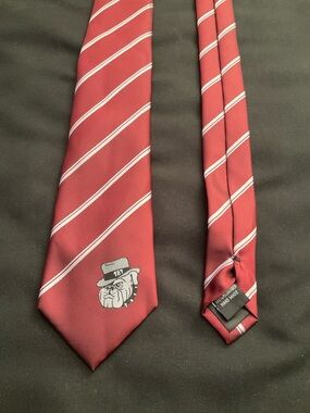 Puccini Burgundy White Regimental Stripe Necktie
